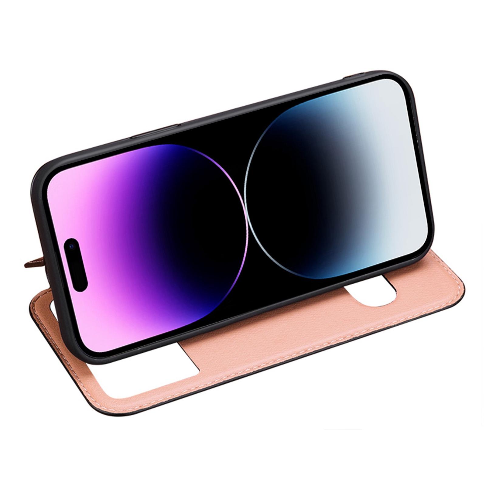 Genuine Cowhide Leather Case for iPhone 14 Pro Max Shockproof Cover Dual Window Anti-Drop Phone Case with Stand Black
Genuine Cowhide Leather Case for iPhone 14 Pro Max Shockproof Cover Dual Window Anti-Drop Phone Case with Stand Black