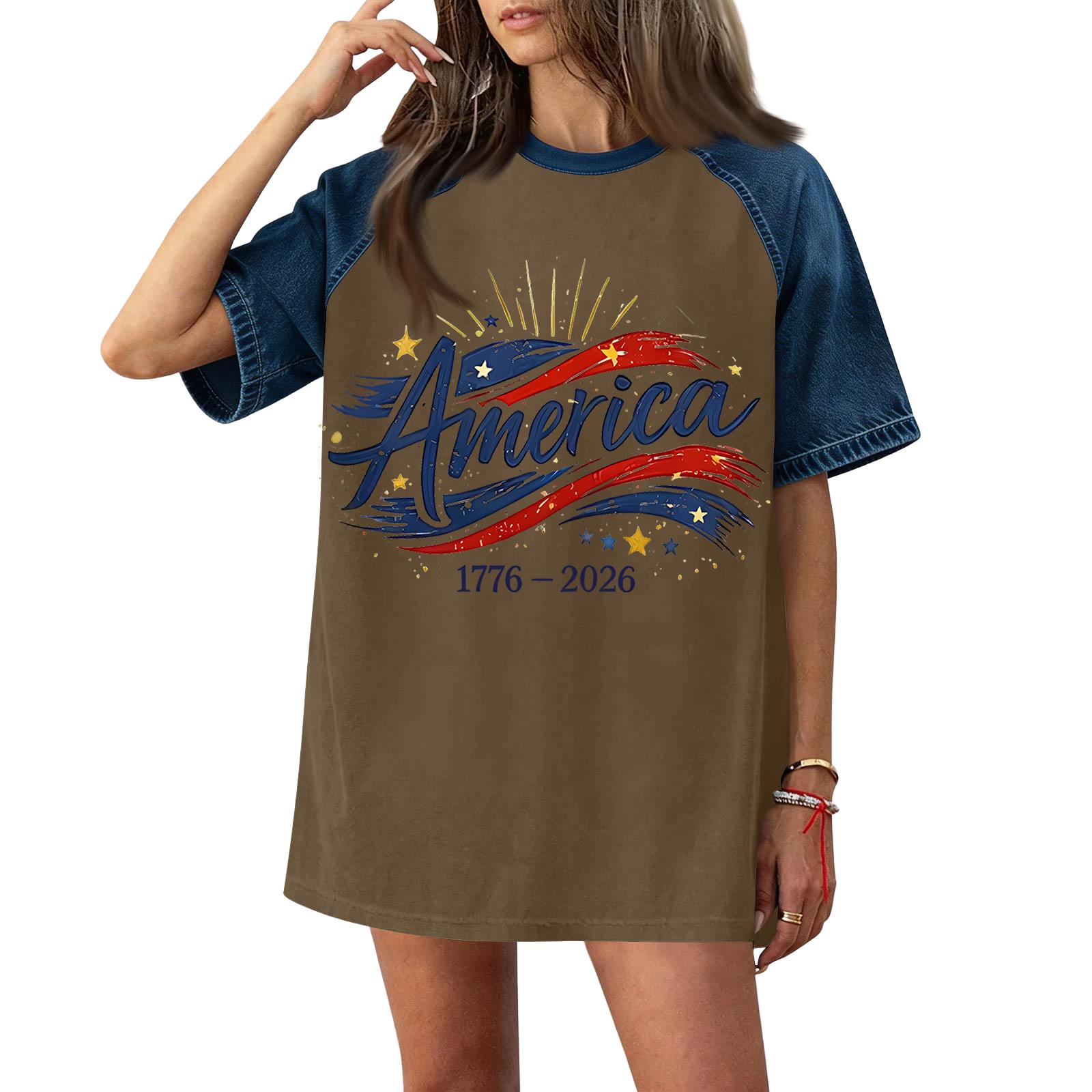 Women s Casual Short Sleeve T-Shirt Denim Patchwork Top 250th Independence Day Graphic Print Comfortable Fit Relaxed Style XL
Women s Casual Short Sleeve T-Shirt Denim Patchwork Top 250th Independence Day Graphic Print Comfortable Fit Relaxed Style XL