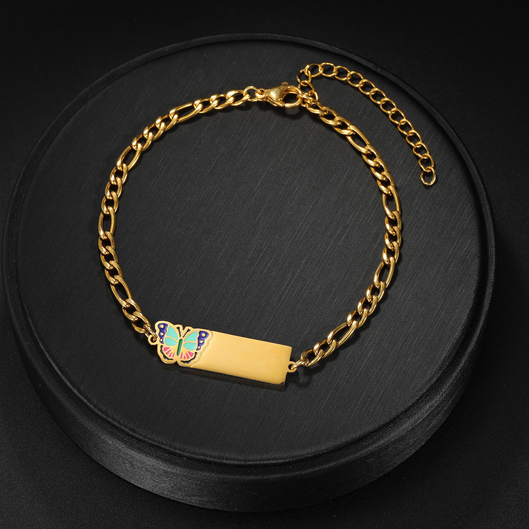 Atoztide Engrave Name Bracelet For Women Color Oil Drip Butterfly Heart Stainless Steel Jewelry Figaro Chain Personalized Gift 13plus5cm&No engrave
Atoztide Engrave Name Bracelet For Women Color Oil Drip Butterfly Heart Stainless Steel Jewelry Figaro Chain Personalized Gift 13plus5cm&No engrave