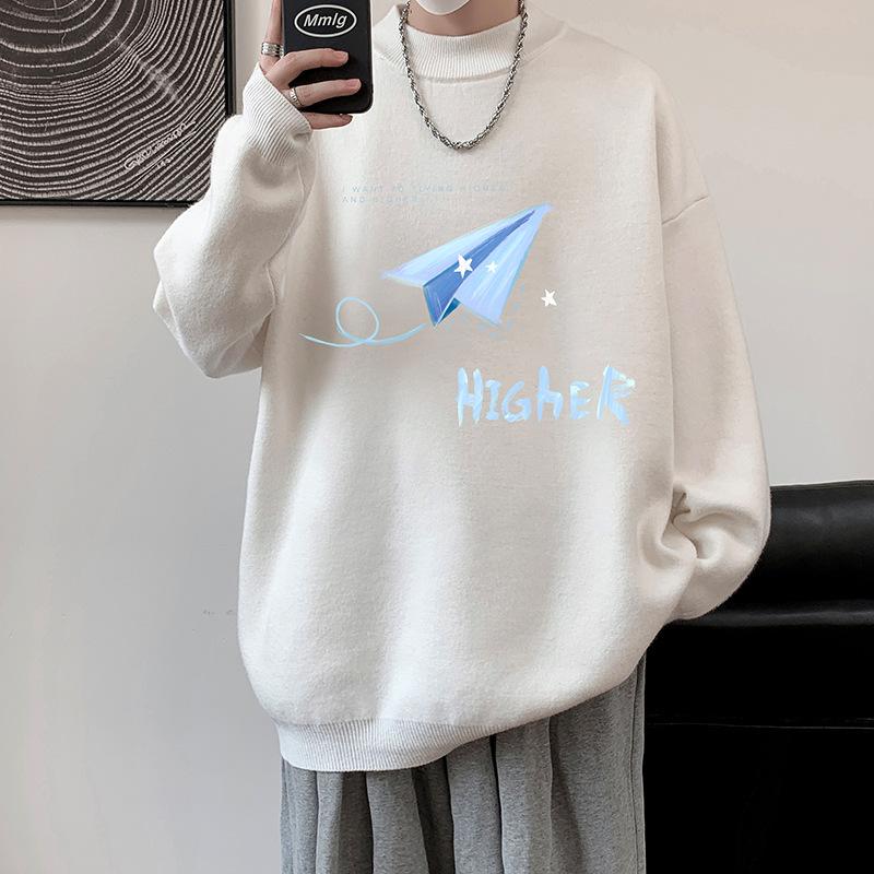 Мужской свитер с полуворотником, осенне-зимний студенческий универсальный свитер для пары, в тренде, нижняя часть рубашки, трикотажный верх 2XL