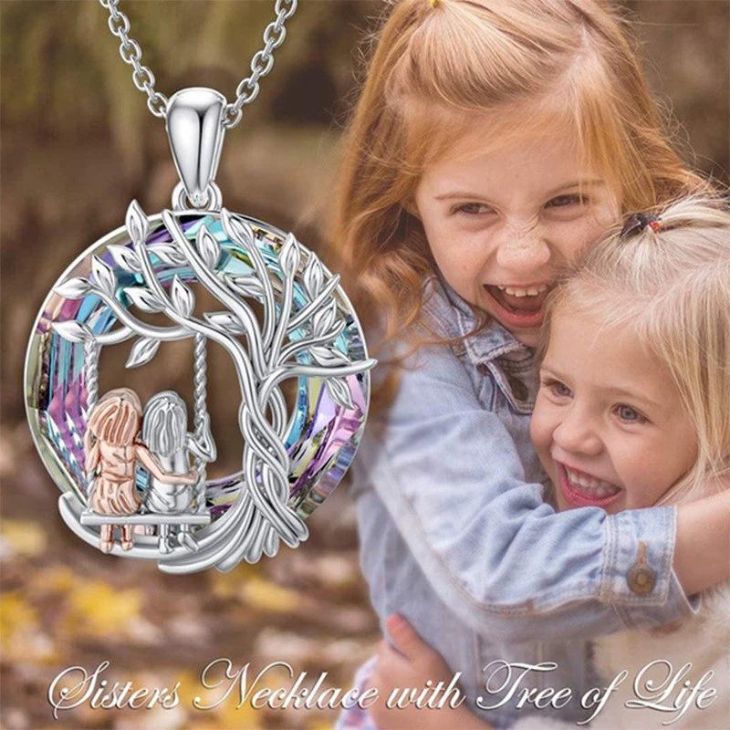 Tree of Life Sister Necklace with Multi-Color Crystal Pendant - Perfect Anniversary Gift for Sisters
Tree of Life Sister Necklace with Multi-Color Crystal Pendant - Perfect Anniversary Gift for Sisters