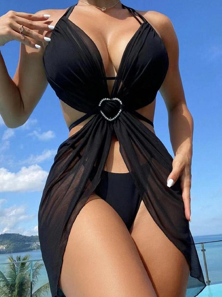 European And American Solid Color Hollow Neck Bikini Three-Piece Swimsuit Women S Bikini Swimsuit L чорний
European And American Solid Color Hollow Neck Bikini Three-Piece Swimsuit Women S Bikini Swimsuit L чорний