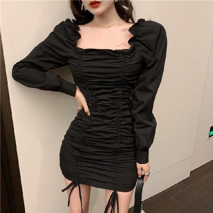Temperament dress women s spring new Korean version of sexy pleated shoulder skirt slim and thin short skirt tide 2XL чорний
Temperament dress women s spring new Korean version of sexy pleated shoulder skirt slim and thin short skirt tide 2XL чорний