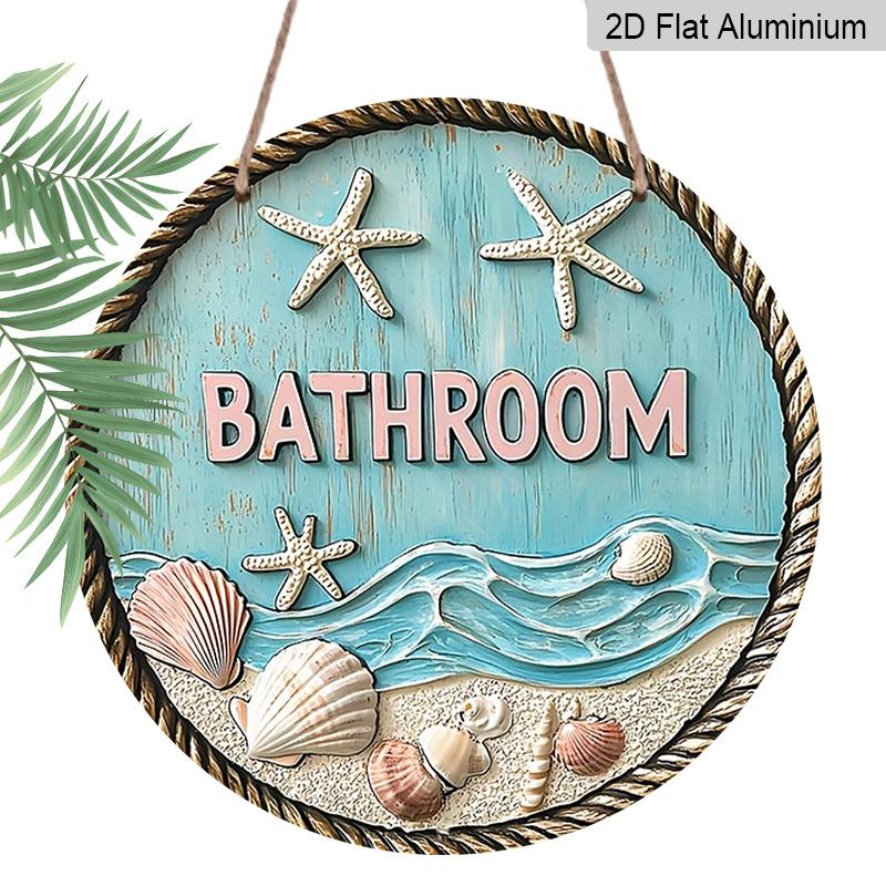 2D Flat, 1pc Round Aluminum Coastal Bathroom Metal Sign, Nautical Starfish & Seashell Beach Wall Plaque, Distressed Blue Wood Effect, Waterproof 7.87×7.87inch
2D Flat, 1pc Round Aluminum Coastal Bathroom Metal Sign, Nautical Starfish & Seashell Beach Wall Plaque, Distressed Blue Wood Effect, Waterproof 7.87×7.87inch