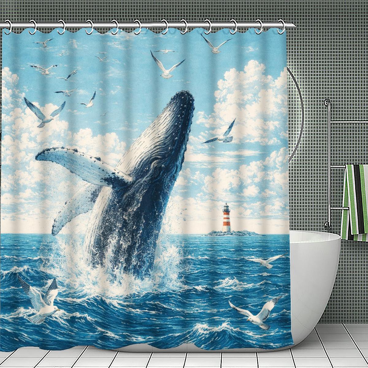 Ocean Whale Jump Illustration Shower Curtain 1Pc With 12 Hooks For Bathroom Home Decor Polyester 2D Flat Print 70.8X70.8 Inch W60H190(CM)-1 Pcs
Ocean Whale Jump Illustration Shower Curtain 1Pc With 12 Hooks For Bathroom Home Decor Polyester 2D Flat Print 70.8X70.8 Inch W60H190(CM)-1 Pcs