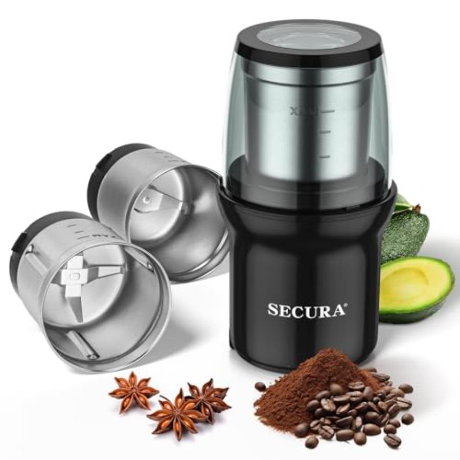 Electric Coffee Grinder with Press Control for Coffee Beans Seeds Herbs 2 Stainless Steel Blades Removable Bowls Black United States
Electric Coffee Grinder with Press Control for Coffee Beans Seeds Herbs 2 Stainless Steel Blades Removable Bowls Black United States