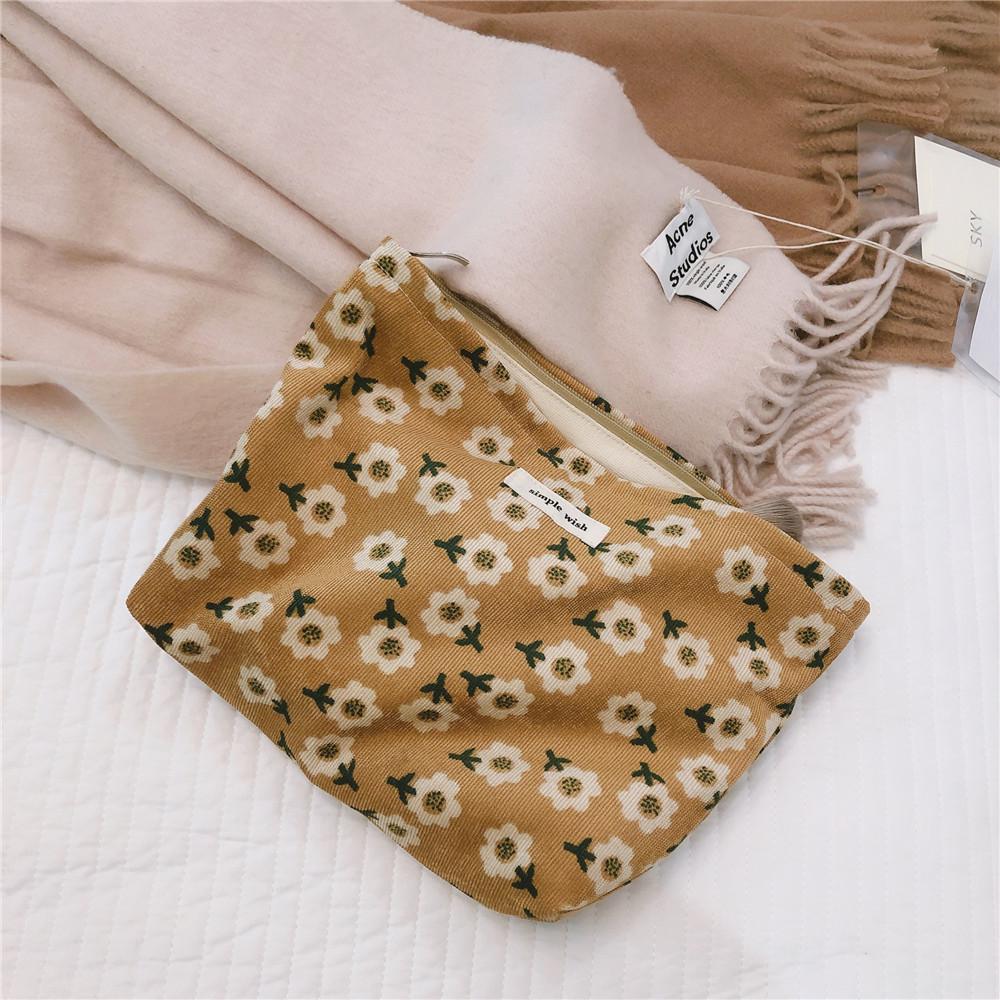 142 Vintage Flower Pattern Makeup Bag Corduroy Travel Toiletry Organizer Smooth Zipper Cosmetic Pouch Yellow
142 Vintage Flower Pattern Makeup Bag Corduroy Travel Toiletry Organizer Smooth Zipper Cosmetic Pouch Yellow