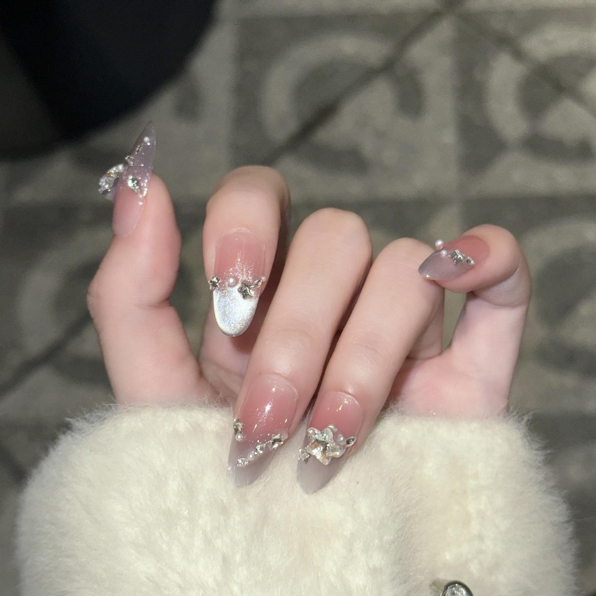 Starburst Rouge Summer Nails: Handmade Nude Blush Cat Eye French with Starlight Diamond Flash Large
Starburst Rouge Summer Nails: Handmade Nude Blush Cat Eye French with Starlight Diamond Flash Large