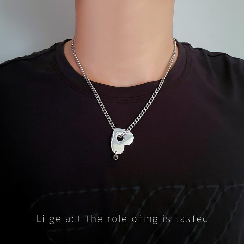 Сохраняющее цвет панк хип-хоп ожерелье темперамент простое тип с передней застежкой любовь ключичная цепочка партия