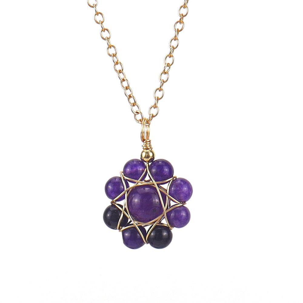 Handmade Gold Winding Multicolor Natural Crystal Beads Agate Beads Chrysanthemum Pendant Necklace N618 аметист
Handmade Gold Winding Multicolor Natural Crystal Beads Agate Beads Chrysanthemum Pendant Necklace N618 аметист