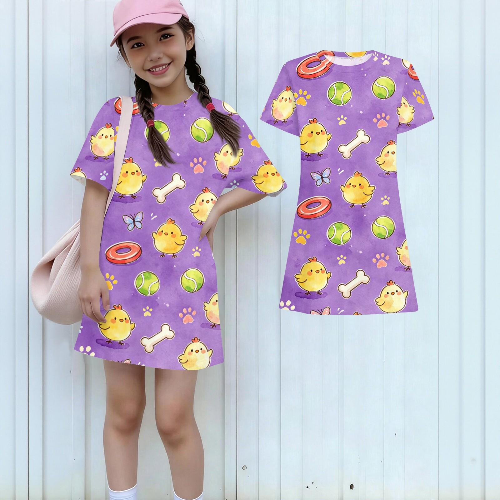 Girls Loose Fit Short Sleeve Dress Kids Round Neck Lightweight Casual Dress Animal Print Summer Dress for Children 120 фиолетовый
Girls Loose Fit Short Sleeve Dress Kids Round Neck Lightweight Casual Dress Animal Print Summer Dress for Children 120 фиолетовый