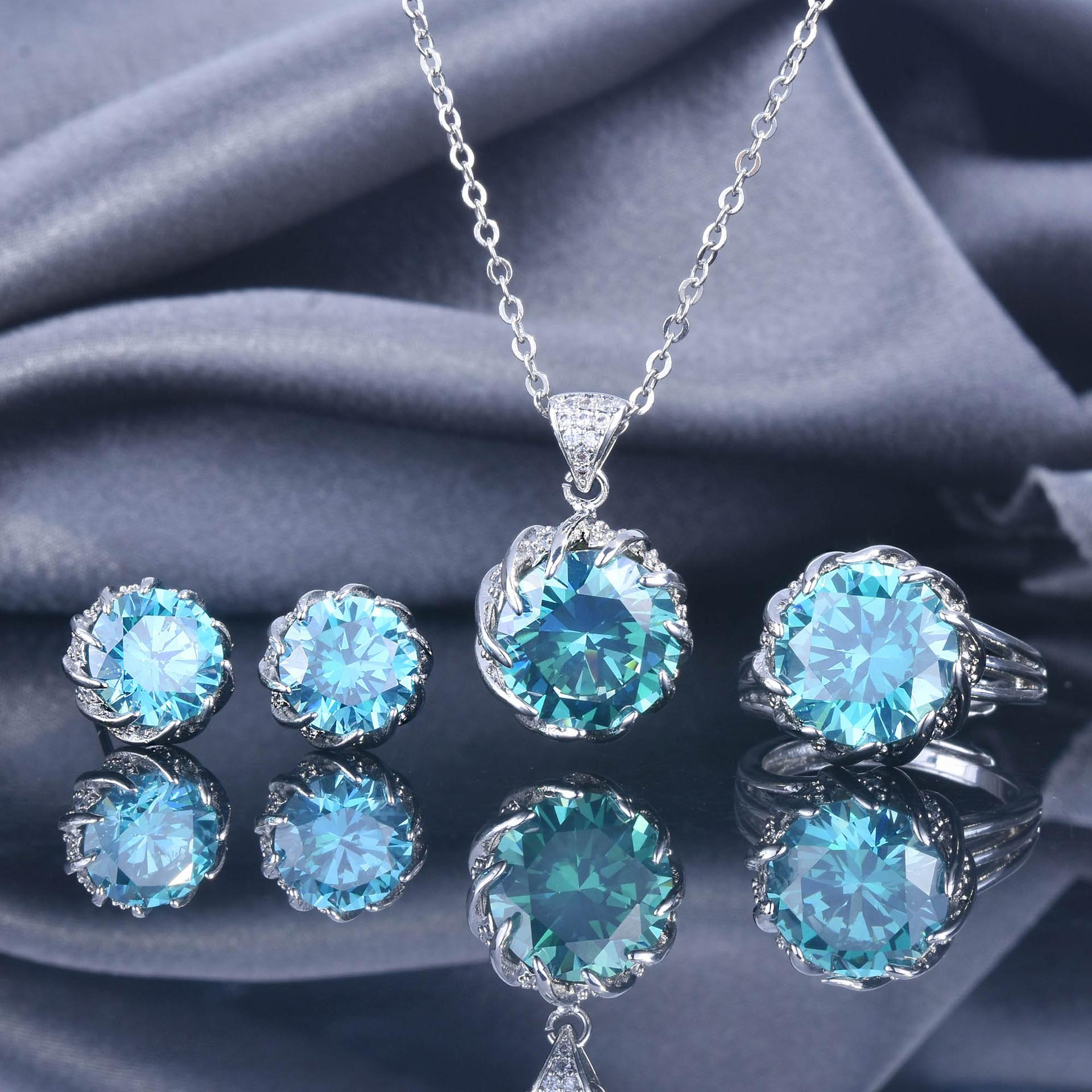 2025 Fashion Simple Women s Three Piece Jewelry Round Blue Green Inlaid Zircon Ring Earnail Pendant Necklace resizable
2025 Fashion Simple Women s Three Piece Jewelry Round Blue Green Inlaid Zircon Ring Earnail Pendant Necklace resizable