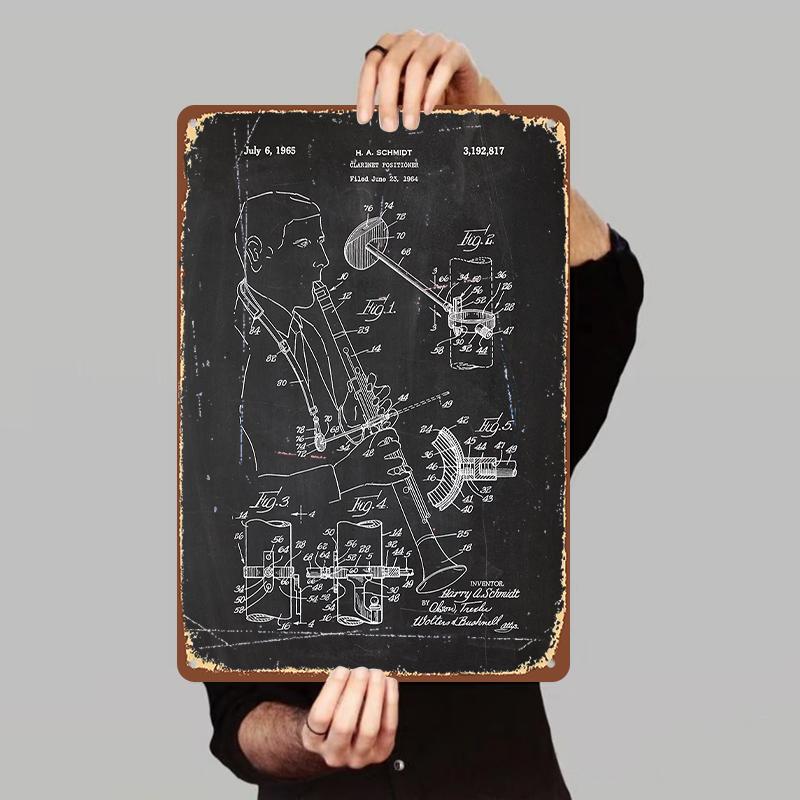 Vintage Clarinet Patent Drawing Metal Tin Sign Wall Art for Living Room Study Bar Decor 7.9x11.8In(20x30cm)
Vintage Clarinet Patent Drawing Metal Tin Sign Wall Art for Living Room Study Bar Decor 7.9x11.8In(20x30cm)