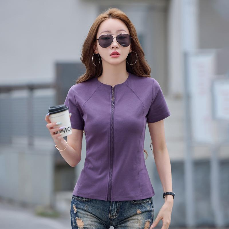 Summer s New Women s Pure Cotton Zipper Slimming Short-sleeved T-shirt and Casual Elastic Large-sized Cardigan Top 3XL фіолетовий
Summer s New Women s Pure Cotton Zipper Slimming Short-sleeved T-shirt and Casual Elastic Large-sized Cardigan Top 3XL фіолетовий