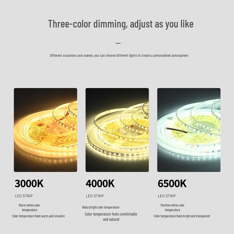 8mm COB Strip Light, Dual Color Temp, 24V, Self-Adhesive, Stepless Dimming, 480 Beads, Super Bright for Living Room Atmosphere COB 24V 480D 8mm dual color
8mm COB Strip Light, Dual Color Temp, 24V, Self-Adhesive, Stepless Dimming, 480 Beads, Super Bright for Living Room Atmosphere COB 24V 480D 8mm dual color