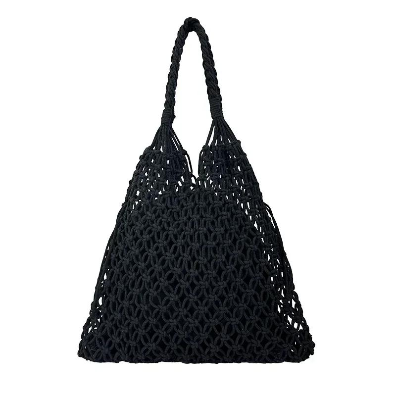 Summer Solid Color Handmade Woven Hollow Mesh Shoulder Bags 2026 High Quality Versatile Vacation Minimalist Women s Tote Bag чёрный
Summer Solid Color Handmade Woven Hollow Mesh Shoulder Bags 2026 High Quality Versatile Vacation Minimalist Women s Tote Bag чёрный