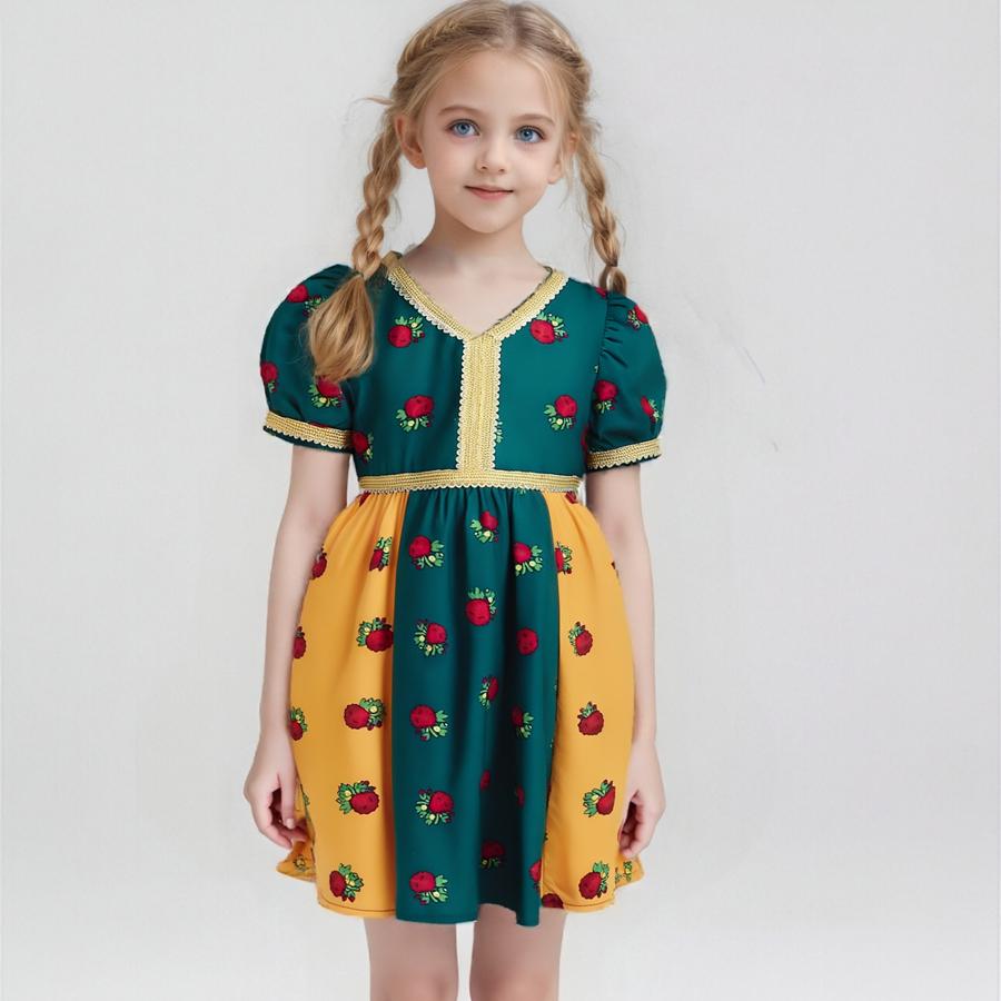 Kid Children s Clothing 2025 Elegant sweet Girls Gold Lace Collar Flower Pattern Dress short sleeve Princess Dress Summer Ethnic Style green Dresses 7Y
Kid Children s Clothing 2025 Elegant sweet Girls Gold Lace Collar Flower Pattern Dress short sleeve Princess Dress Summer Ethnic Style green Dresses 7Y