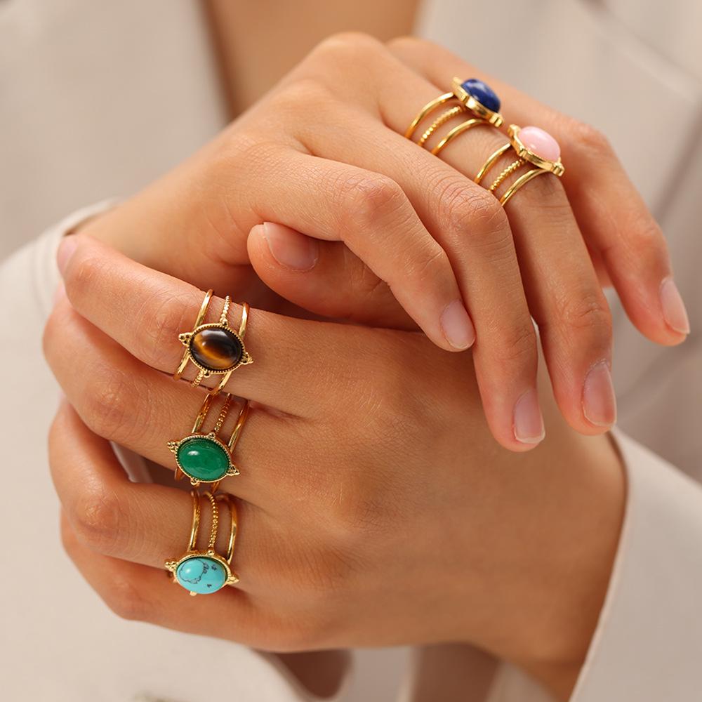 European and American Retro Turquoise 18K Gold Stainless Steel Ring for Women – Non-fading Jewelry
European and American Retro Turquoise 18K Gold Stainless Steel Ring for Women – Non-fading Jewelry