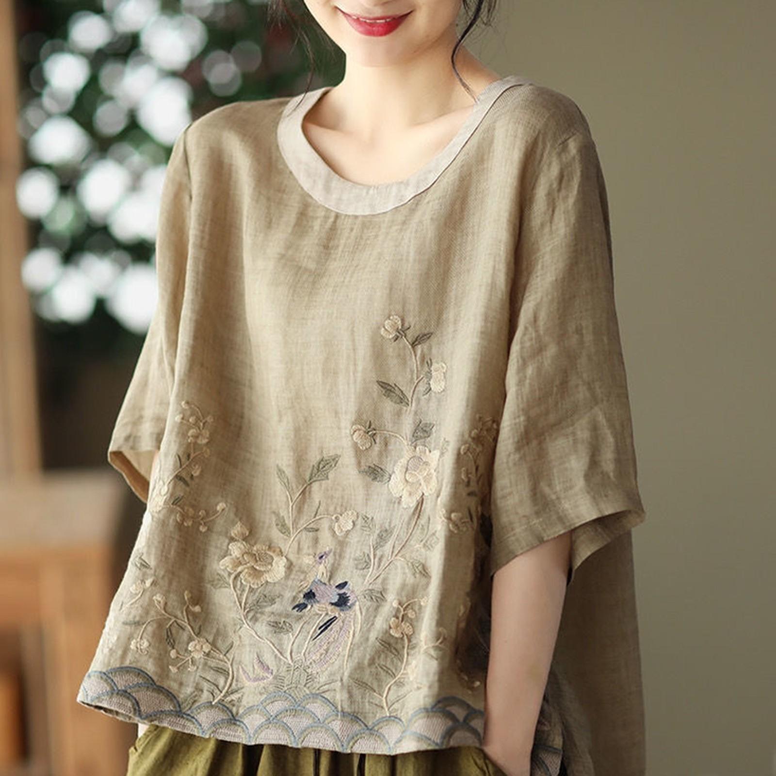 Вышитый топ, женская разноцветная футболка с круглым вырезом, надевающаяся через голову, со стильным видом XL
Вышитый топ, женская разноцветная футболка с круглым вырезом, надевающаяся через голову, со стильным видом XL