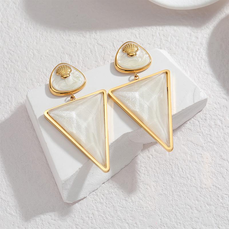 18K Gold Geometric Triangle Earrings for Women - Fashionable Autumn/Winter Accessories белый
18K Gold Geometric Triangle Earrings for Women - Fashionable Autumn/Winter Accessories белый