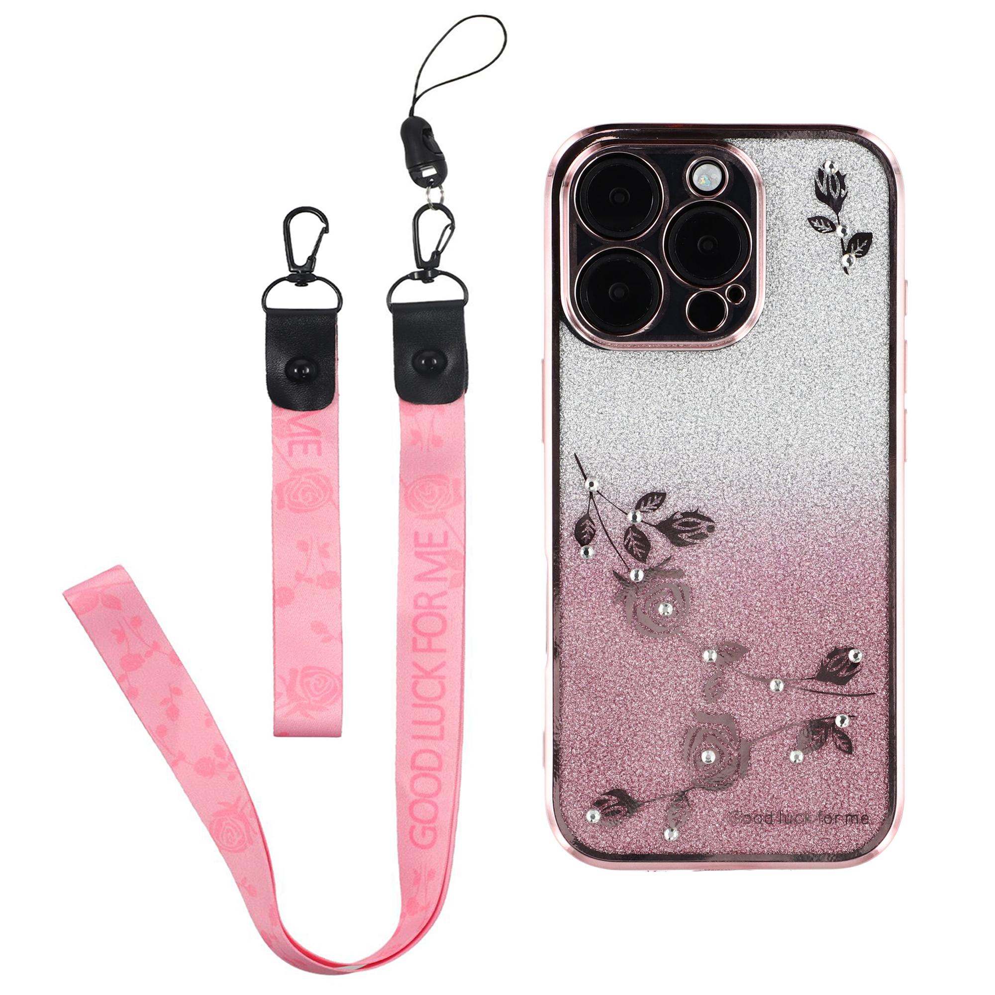 For iPhone 16 Pro Case with Lanyards TPU Gradient Sparkle Phone Cover Eternal Flower Rose Gold
For iPhone 16 Pro Case with Lanyards TPU Gradient Sparkle Phone Cover Eternal Flower Rose Gold