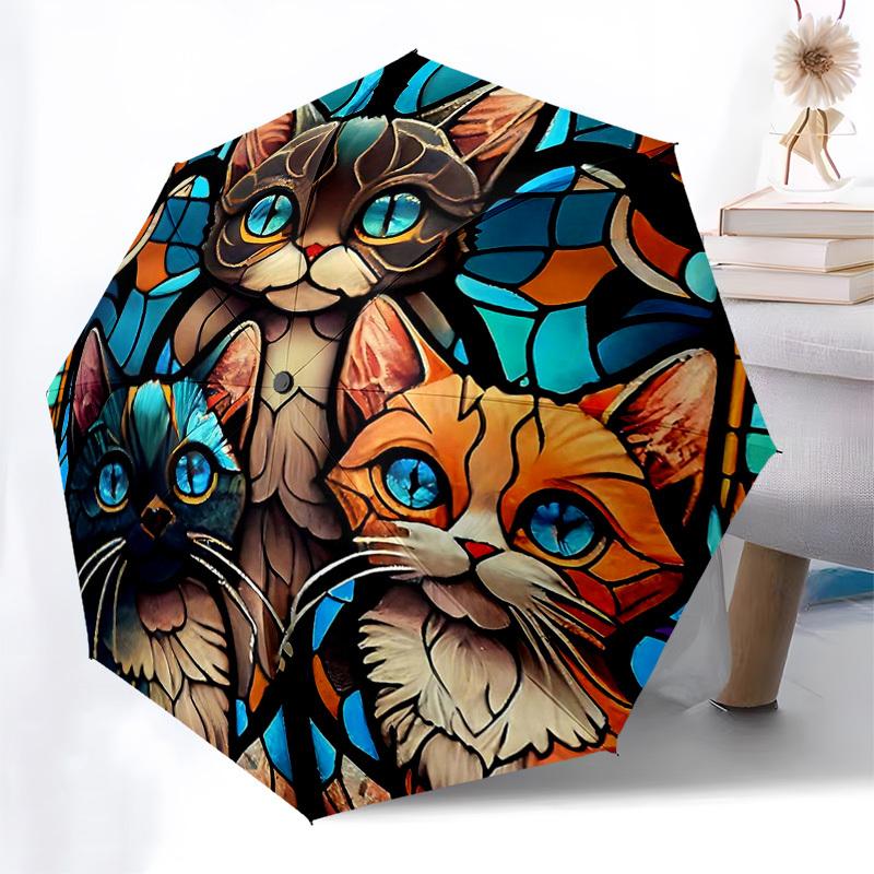 1pc Stained Glass Cat Design Automatic Opening Folding Umbrella with 8-Bone Iron Frame - Perfect for Outdoor Use, Festive Gifts, Travel, Daily Use, an
1pc Stained Glass Cat Design Automatic Opening Folding Umbrella with 8-Bone Iron Frame - Perfect for Outdoor Use, Festive Gifts, Travel, Daily Use, an