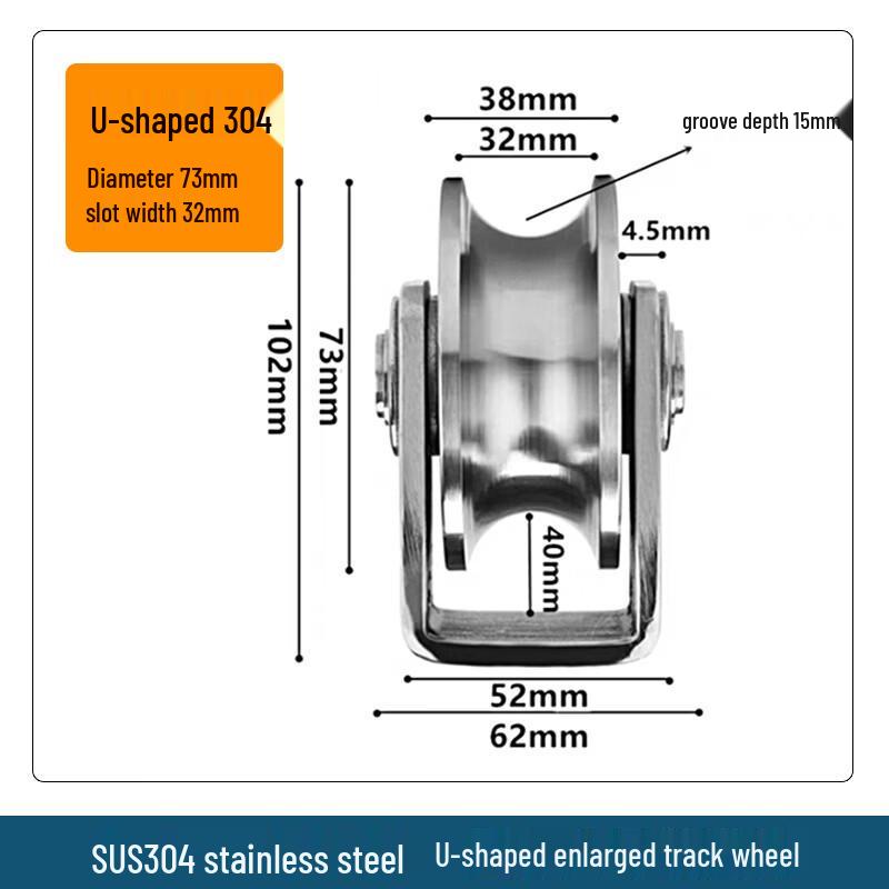 ML 304 Stainless Steel Fixed Pulley with Bearing, U-Groove
ML 304 Stainless Steel Fixed Pulley with Bearing, U-Groove