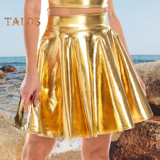 Women Skater Skirt High-Waisted Shiny Metallic Patent Faux Leather Texture Party Skirt Slimming Versatile Mini Skirt S
Women Skater Skirt High-Waisted Shiny Metallic Patent Faux Leather Texture Party Skirt Slimming Versatile Mini Skirt S