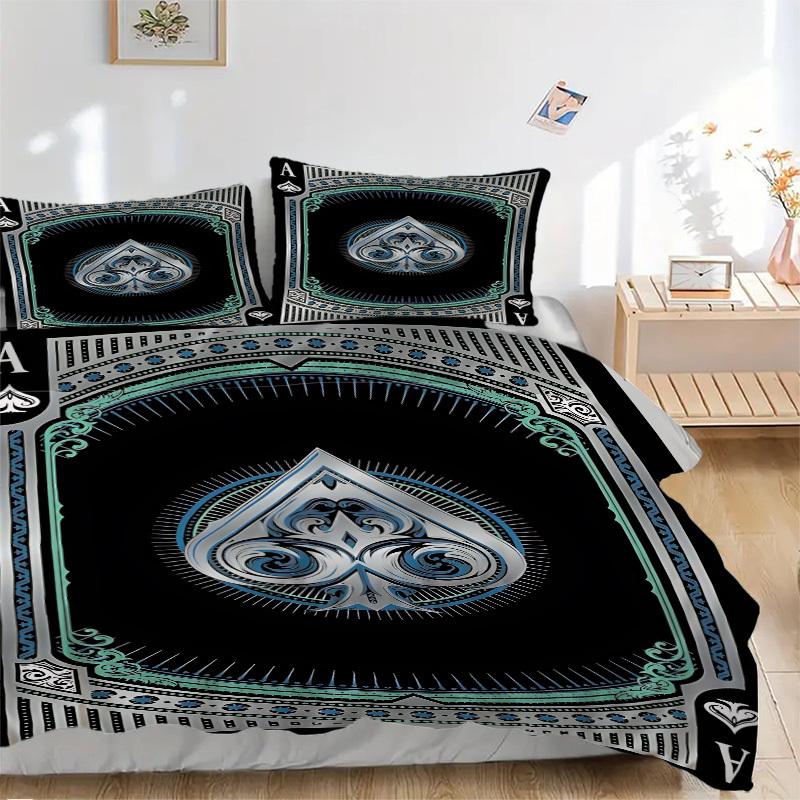 3pcs Poker Deck Design Duvet Cover Set, Cover For Bedroom Guest Room (1 Duvet Cover + 2 Pillowcase, Without Quilt), yy250922225 135x200cm
3pcs Poker Deck Design Duvet Cover Set, Cover For Bedroom Guest Room (1 Duvet Cover + 2 Pillowcase, Without Quilt), yy250922225 135x200cm