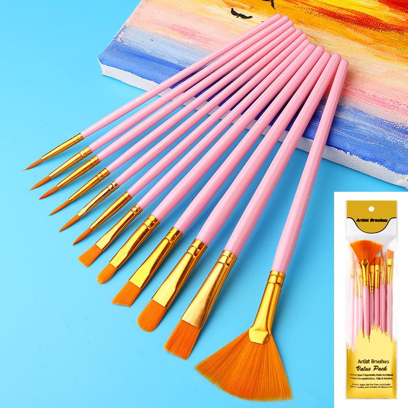 12Pcs Nylon Bristle Brush Set Flat Brushes Watercolor Oil Paint For Artists Amateur And Acrylic Paintings Fabric Brushes as the picture
12Pcs Nylon Bristle Brush Set Flat Brushes Watercolor Oil Paint For Artists Amateur And Acrylic Paintings Fabric Brushes as the picture