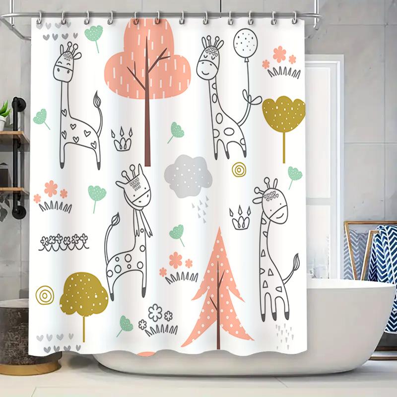 Whimsical Giraffe Shower Curtain For Kids Bathroom Decor, Pastel Colors With Trees And Clouds, Waterproof Fabric Available In Mu W60H190(CM)-1 Pcs
Whimsical Giraffe Shower Curtain For Kids Bathroom Decor, Pastel Colors With Trees And Clouds, Waterproof Fabric Available In Mu W60H190(CM)-1 Pcs