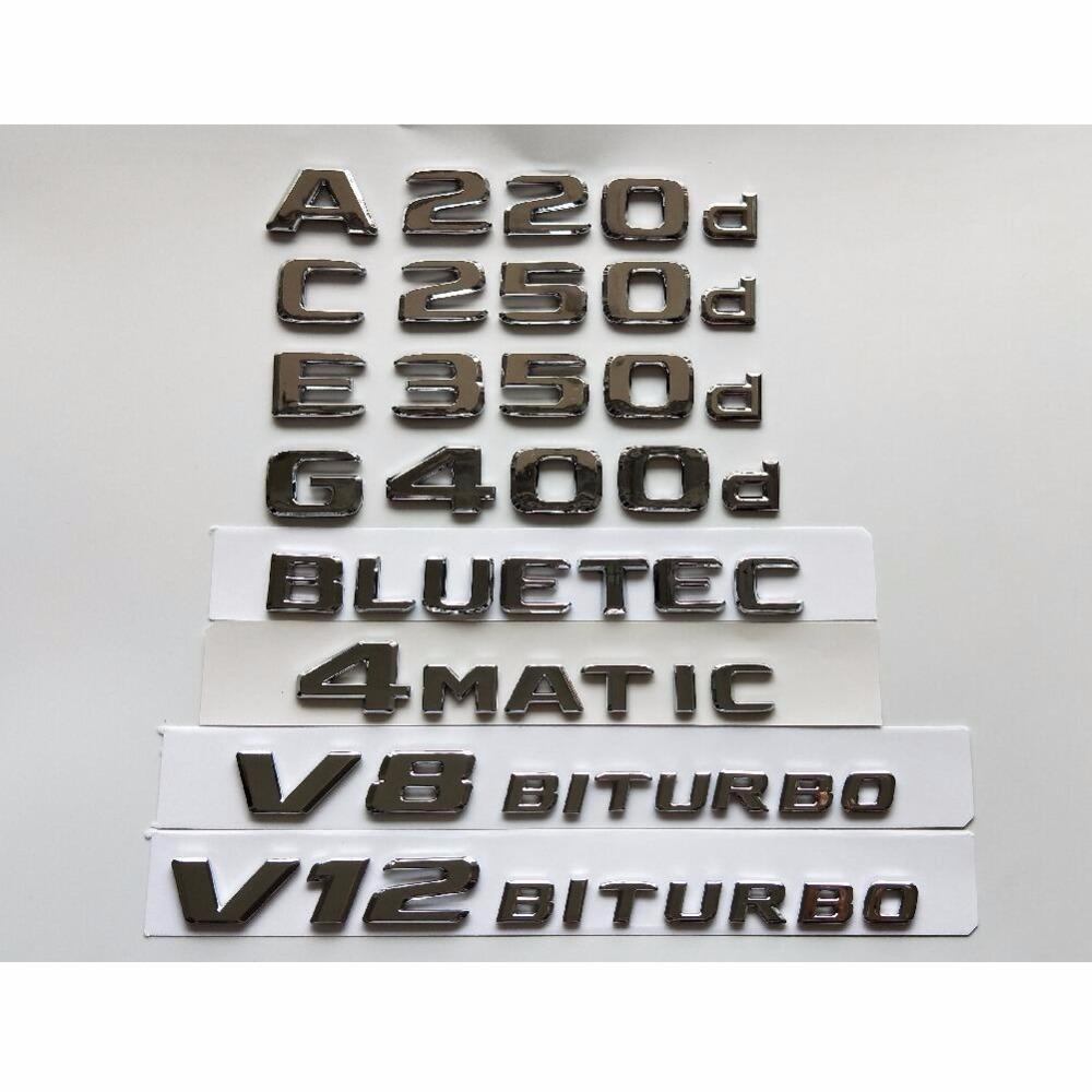 Chrome Letters Number Emblems for Mercedes Benz A180d A220d C220d C250d E350d E400d E220d G350d AMG 4MATIC CDI BLUETEC 2017+ E 350d
Chrome Letters Number Emblems for Mercedes Benz A180d A220d C220d C250d E350d E400d E220d G350d AMG 4MATIC CDI BLUETEC 2017+ E 350d
