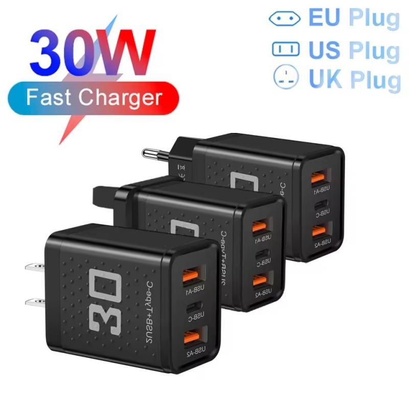 30W USB Type C Charger Quick Charge EU/US Plug Phone Charger Adapter For iPhone Samsung Xiaomi Huawei 3 Ports Fast Wall Charger UK Plug білий
30W USB Type C Charger Quick Charge EU/US Plug Phone Charger Adapter For iPhone Samsung Xiaomi Huawei 3 Ports Fast Wall Charger UK Plug білий