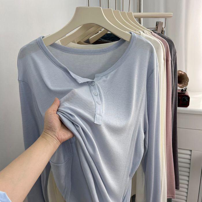 Cotton 1 * 1 Design Button Long Sleeve T-Shirt Women s Spring and Autumn M синий
Cotton 1 * 1 Design Button Long Sleeve T-Shirt Women s Spring and Autumn M синий