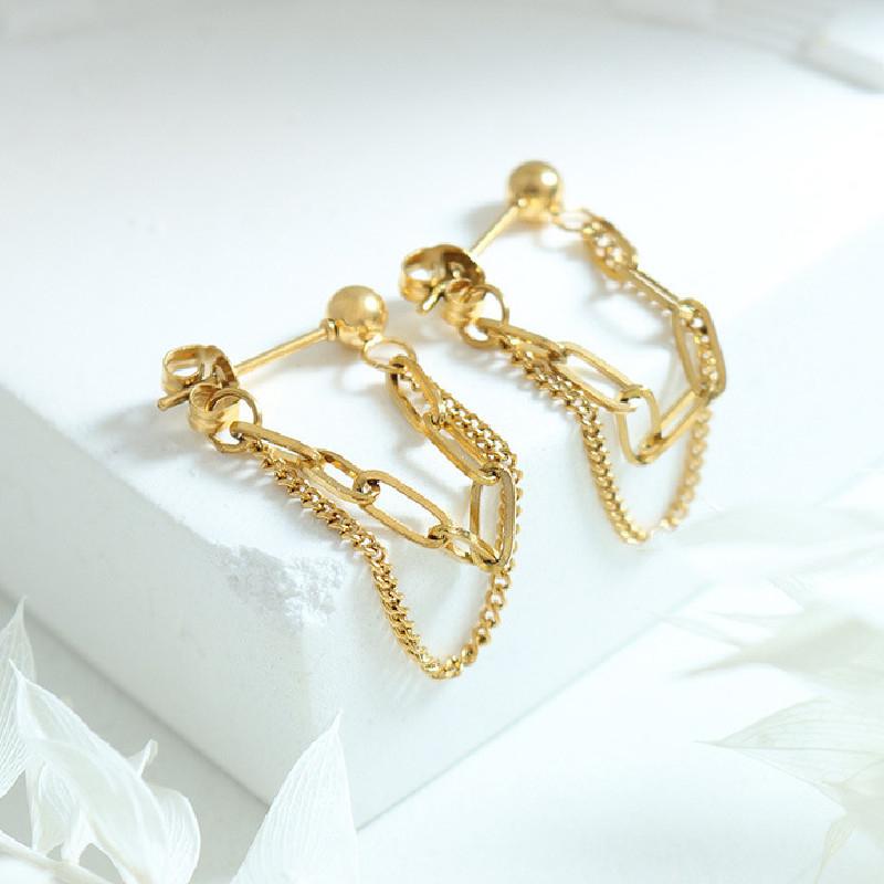 Trendy New Double-layers Tassel Earrings Gold Color Metal Hollow Links Hiphop Punk Style Personality Women s Unusual Earrings
Trendy New Double-layers Tassel Earrings Gold Color Metal Hollow Links Hiphop Punk Style Personality Women s Unusual Earrings