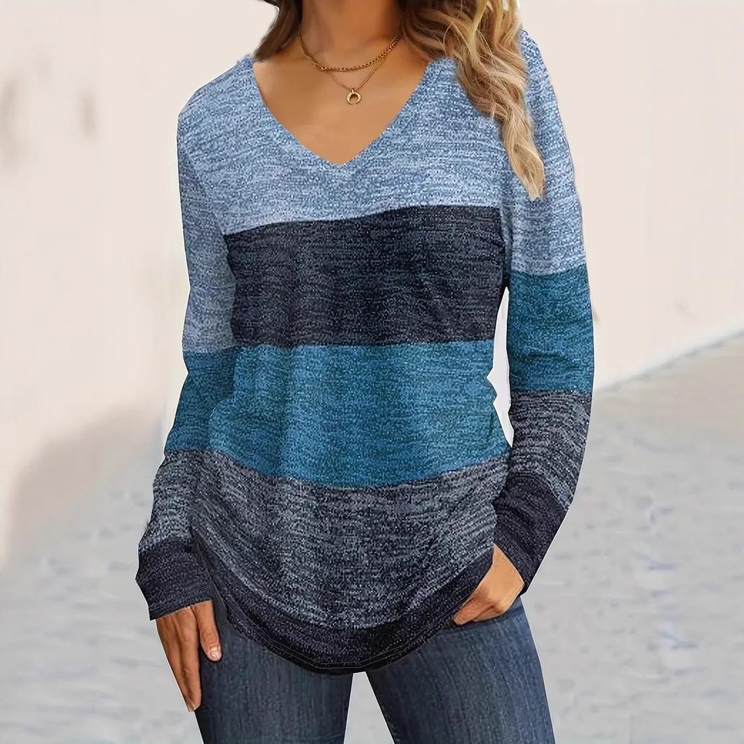 Модные и повседневные женские футболки с длинным рукавом и V-образным вырезом с цветными блоками S небесно-синий
Модные и повседневные женские футболки с длинным рукавом и V-образным вырезом с цветными блоками S небесно-синий
