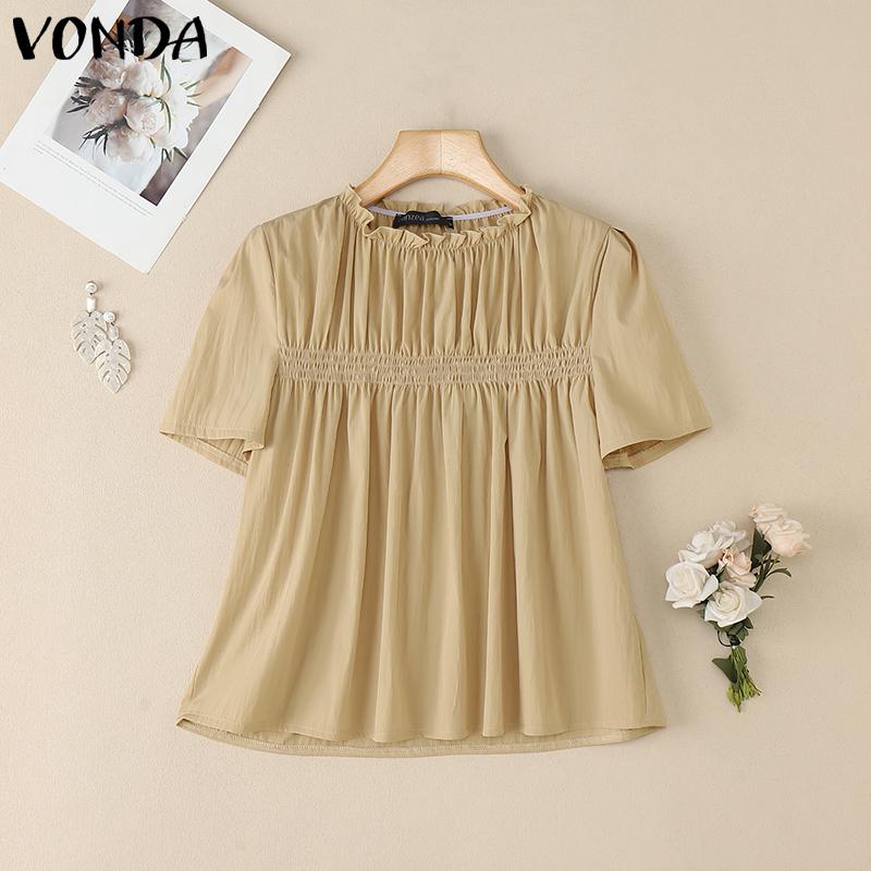 VONDA Women Stand Neck Ruffles Short Sleeve Casual Loose Cropped Blouse 5XL
VONDA Women Stand Neck Ruffles Short Sleeve Casual Loose Cropped Blouse 5XL