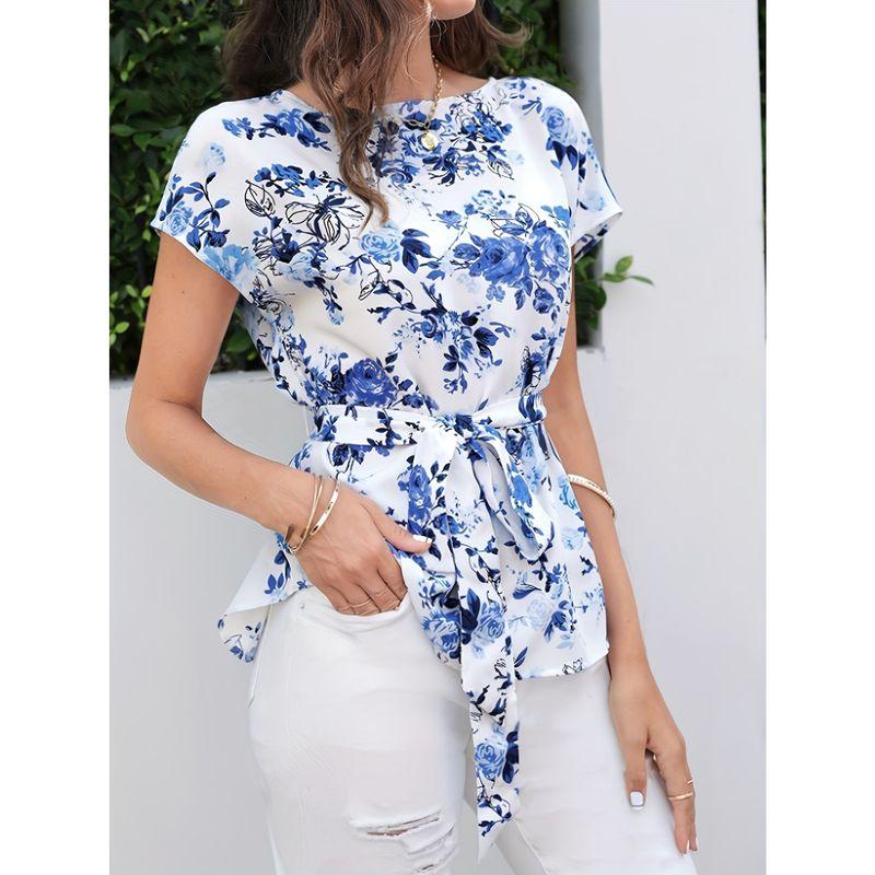 Самая продаваемая летняя мода на простоту, футболка с коротким рукавом и круглым вырезом, свободный крой, повседневные топы, цветочная шифоновая блузка, женская, синяя Blue XS
Самая продаваемая летняя мода на простоту, футболка с коротким рукавом и круглым вырезом, свободный крой, повседневные топы, цветочная шифоновая блузка, женская, синяя Blue XS