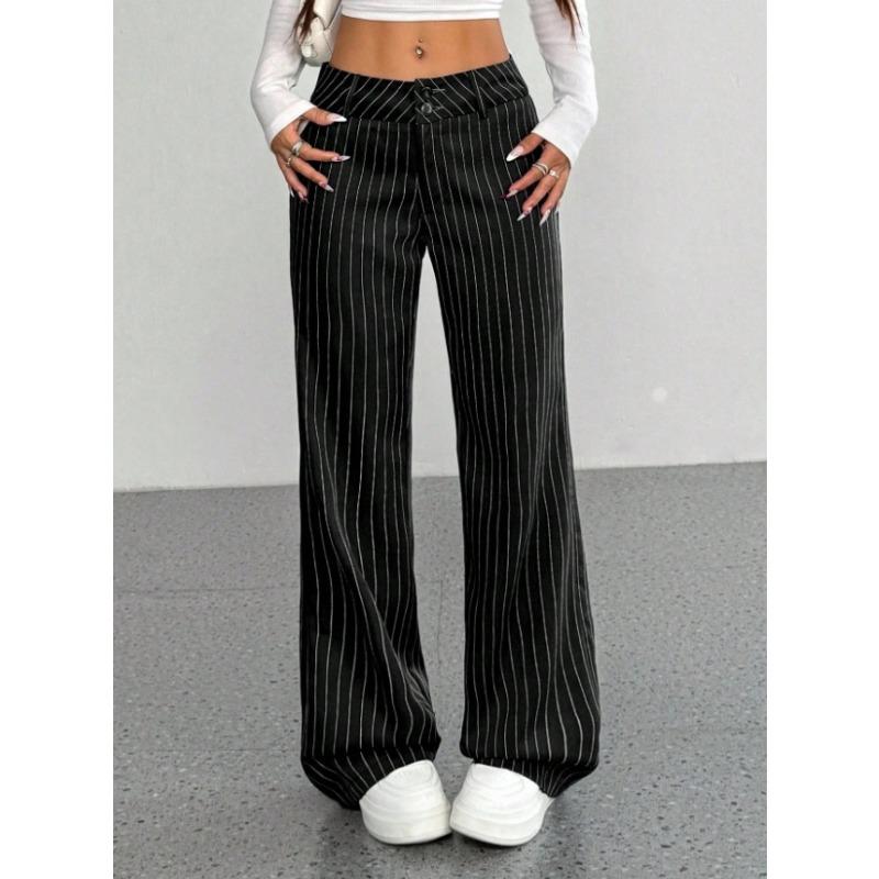 Women s Low Waist Pinstripe Wide Leg Trousers With Button Fly And Pockets S чёрный
Women s Low Waist Pinstripe Wide Leg Trousers With Button Fly And Pockets S чёрный