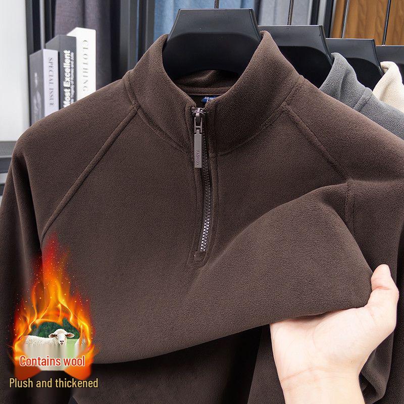 Corrugated Fleece Half-Zip Hoodie for Middle-Aged Men, Wool Blend T-shirt, Thickened Warm Base Layer for Autumn and Winter. 2XL (140-160 lbs)
Corrugated Fleece Half-Zip Hoodie for Middle-Aged Men, Wool Blend T-shirt, Thickened Warm Base Layer for Autumn and Winter. 2XL (140-160 lbs)