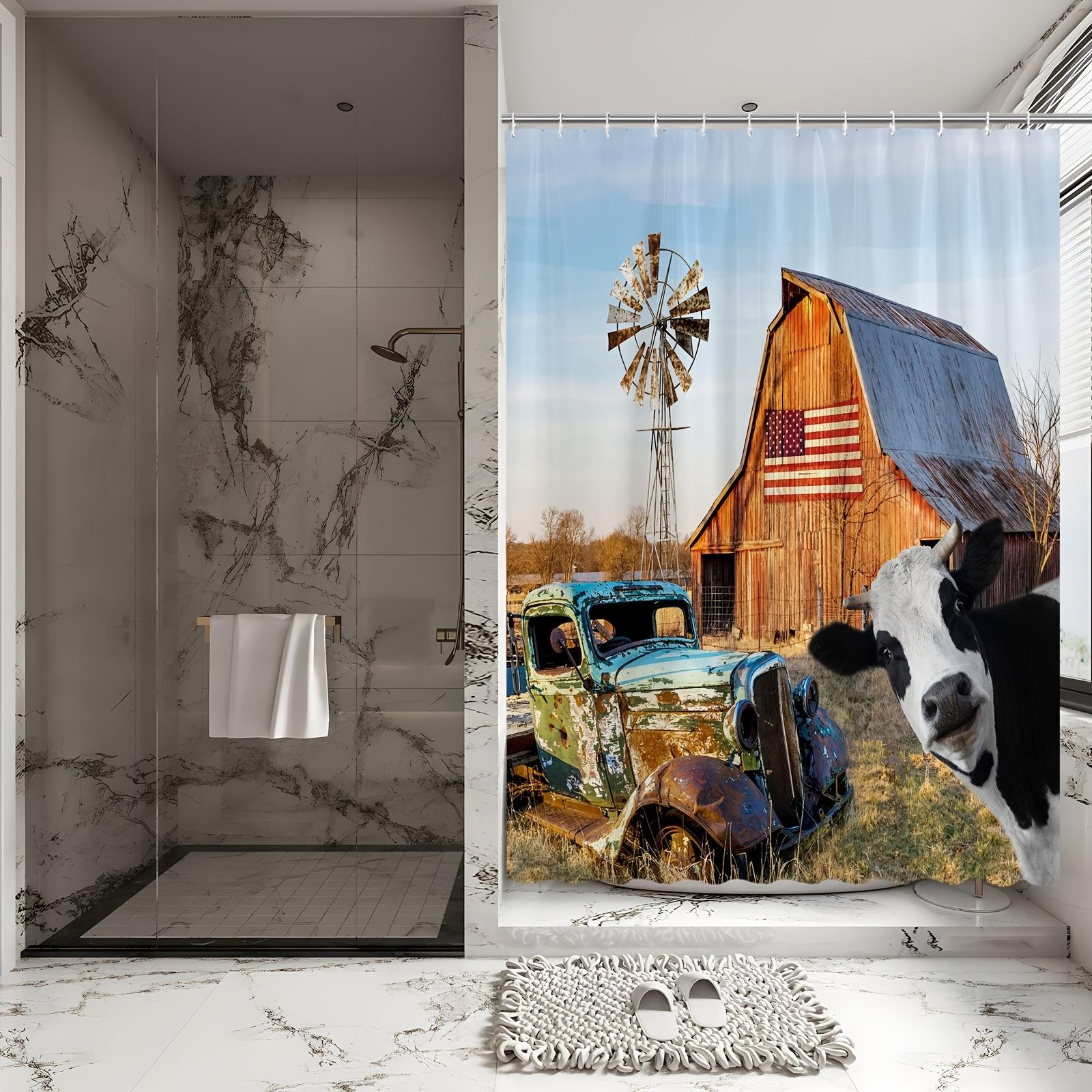 Rustic Farm Shower Curtain - Vintage Barn, Cow & Windmill Theme For Bathroom Decor, Adds Country Charm And Nostalgia W60H190(CM)-1 Pcs
Rustic Farm Shower Curtain - Vintage Barn, Cow & Windmill Theme For Bathroom Decor, Adds Country Charm And Nostalgia W60H190(CM)-1 Pcs