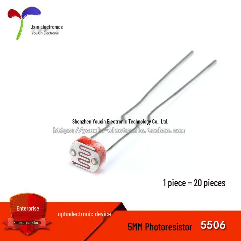 20-Pack 5MM 5506 Photoresistor Photoelectric Switch Component
20-Pack 5MM 5506 Photoresistor Photoelectric Switch Component