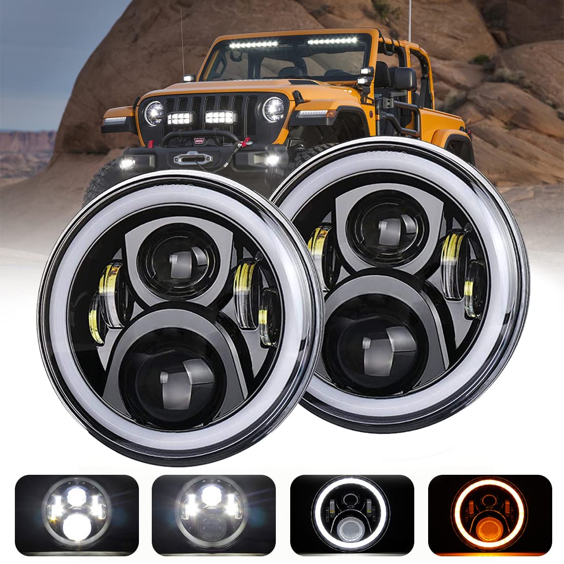 VOSICKY Jeep JK Wrangler Compatible LED Headlight Projector with Squid Rings 60W High Brightness with Conversion Turn Signal Function 2 Pieces 7-inch чёрный
VOSICKY Jeep JK Wrangler Compatible LED Headlight Projector with Squid Rings 60W High Brightness with Conversion Turn Signal Function 2 Pieces 7-inch чёрный