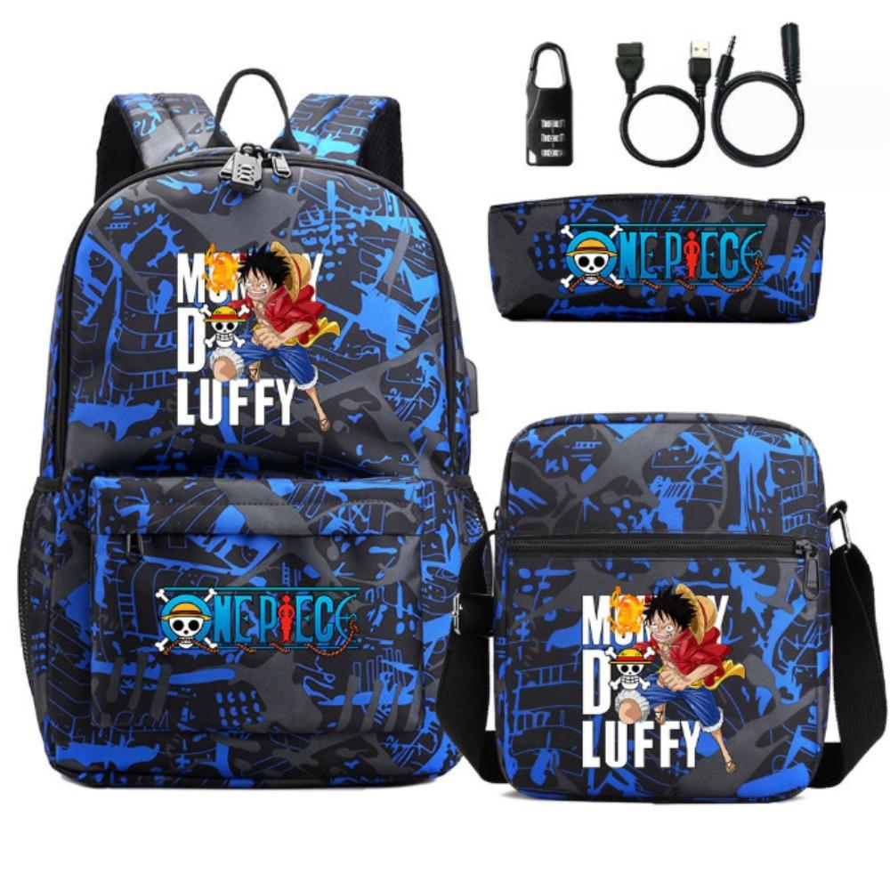 ONE PIECE USB combination lock, adolescent primary and secondary school students schoolbag three-piece set, male and female shoulders
ONE PIECE USB combination lock, adolescent primary and secondary school students schoolbag three-piece set, male and female shoulders