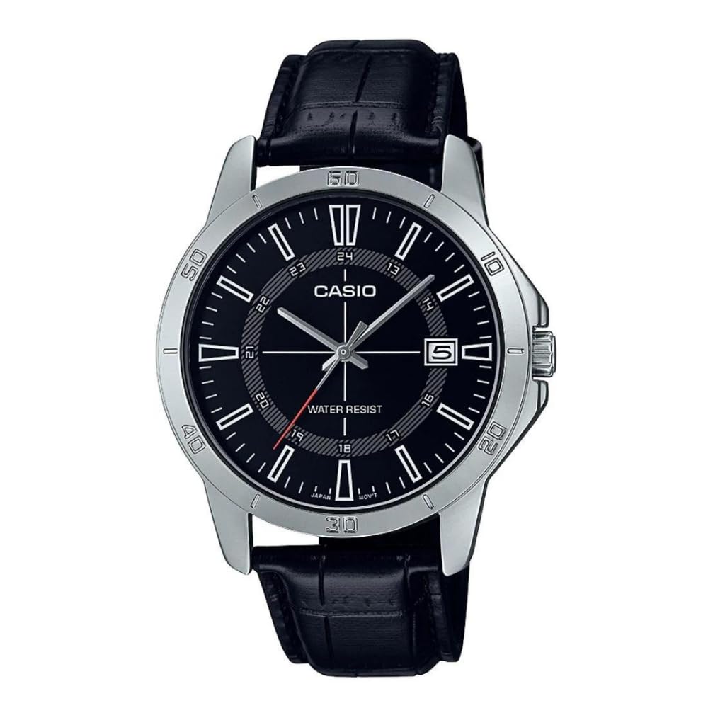 Casio Quartz Analog Leather Strap Men s Watch MTP-V004L-1CUDF, Black-Black, Stylish.
Casio Quartz Analog Leather Strap Men s Watch MTP-V004L-1CUDF, Black-Black, Stylish.
