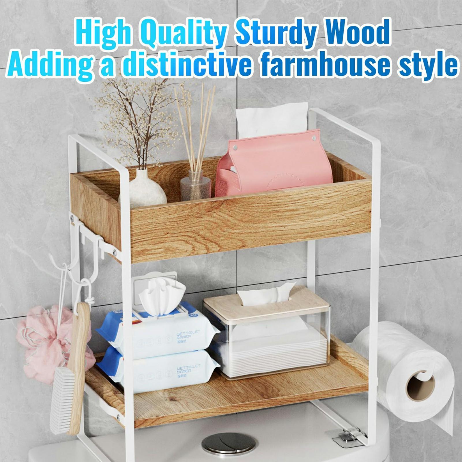 Multipurpose Over Toilet Storage Rack 2 Tiers Bathroom Organizer Shelf with Hooks White
Multipurpose Over Toilet Storage Rack 2 Tiers Bathroom Organizer Shelf with Hooks White