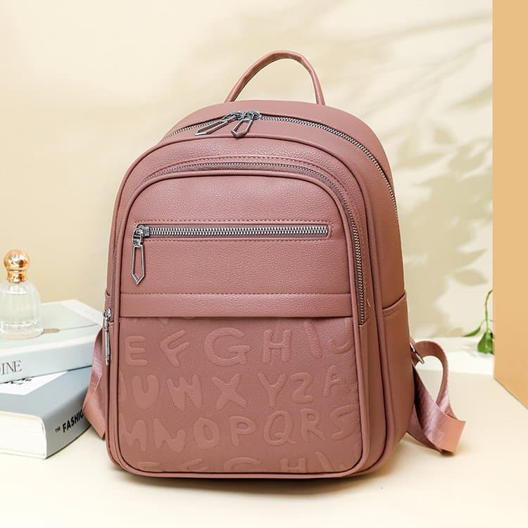 Letter embossed backpack large capacity student backpack рожевий
Letter embossed backpack large capacity student backpack рожевий