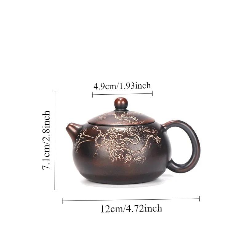 Chinese Hand Carved Dragon Pattern Yixing Purple Clay Teapot Pure Handmade Colourful Mud Painted Xi Shi Pot Ball Hole Filter
Chinese Hand Carved Dragon Pattern Yixing Purple Clay Teapot Pure Handmade Colourful Mud Painted Xi Shi Pot Ball Hole Filter