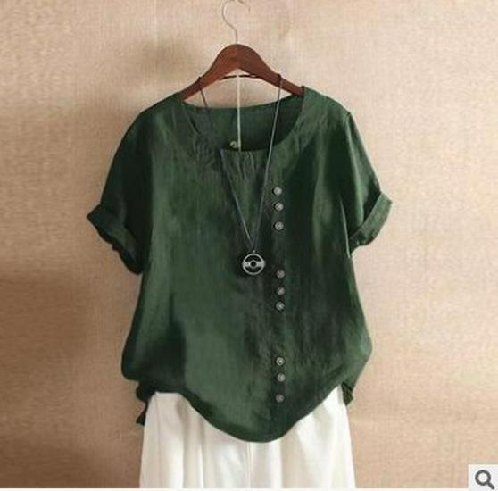 2026 Summer Retro Plus Size Casual Loose Cotton Linen Button Short Sleeve Pullover T-Shirt for Women 5XL зелений
2026 Summer Retro Plus Size Casual Loose Cotton Linen Button Short Sleeve Pullover T-Shirt for Women 5XL зелений