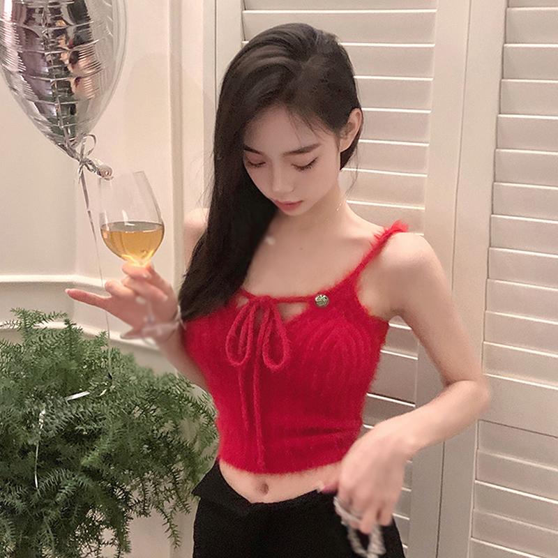 Укороченные топы, короткий женский жилет из норки, трикотажный топ на слинге с перекрестным плечевым ремнем One Size